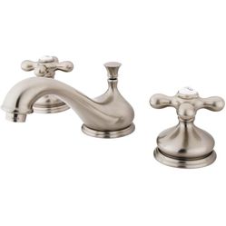 Kingston Brass KS1168AX Heritage Widespread Lavatory Faucet with Metal Cross Handle, Brushed Nickel