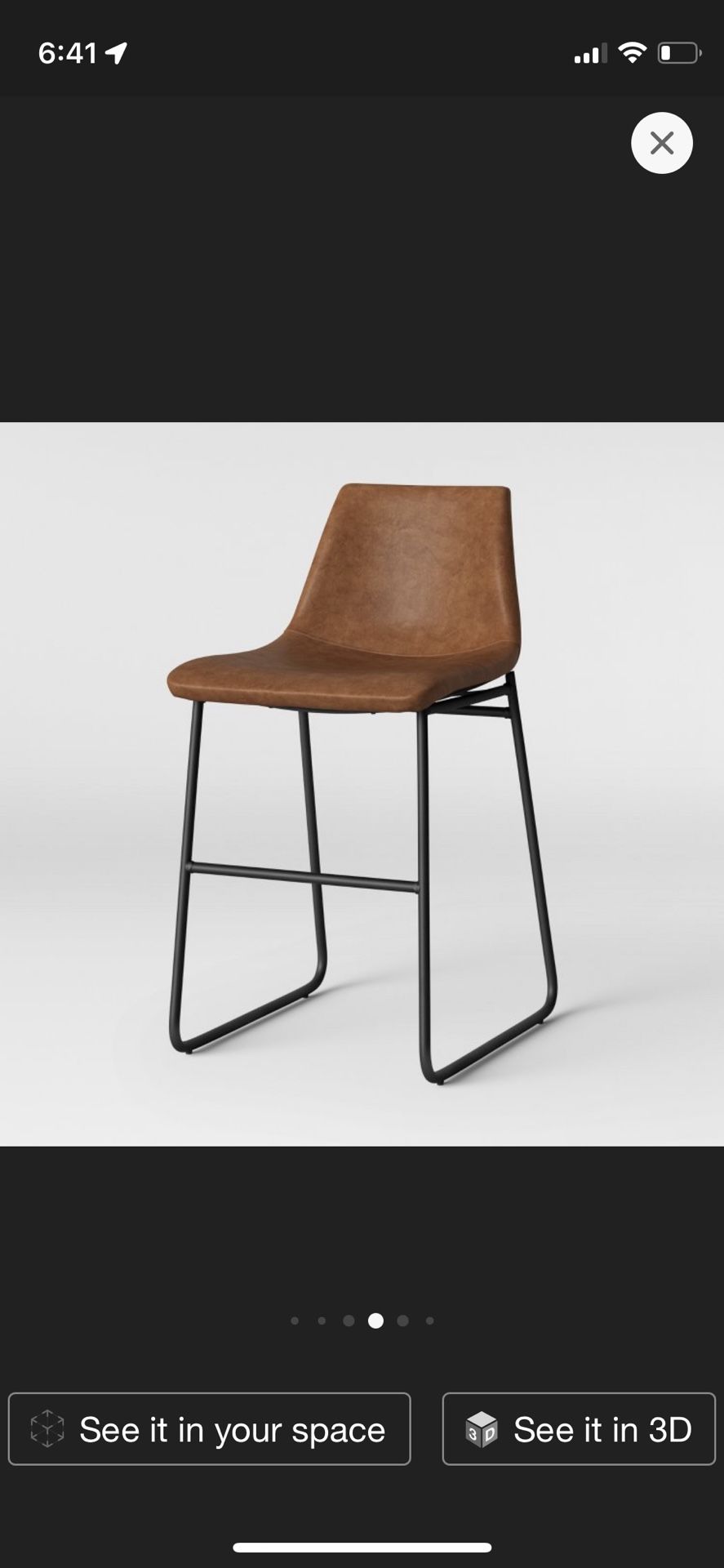 Bowden Upholstered Molded Faux Leather Counter Height Barstool Caramel
