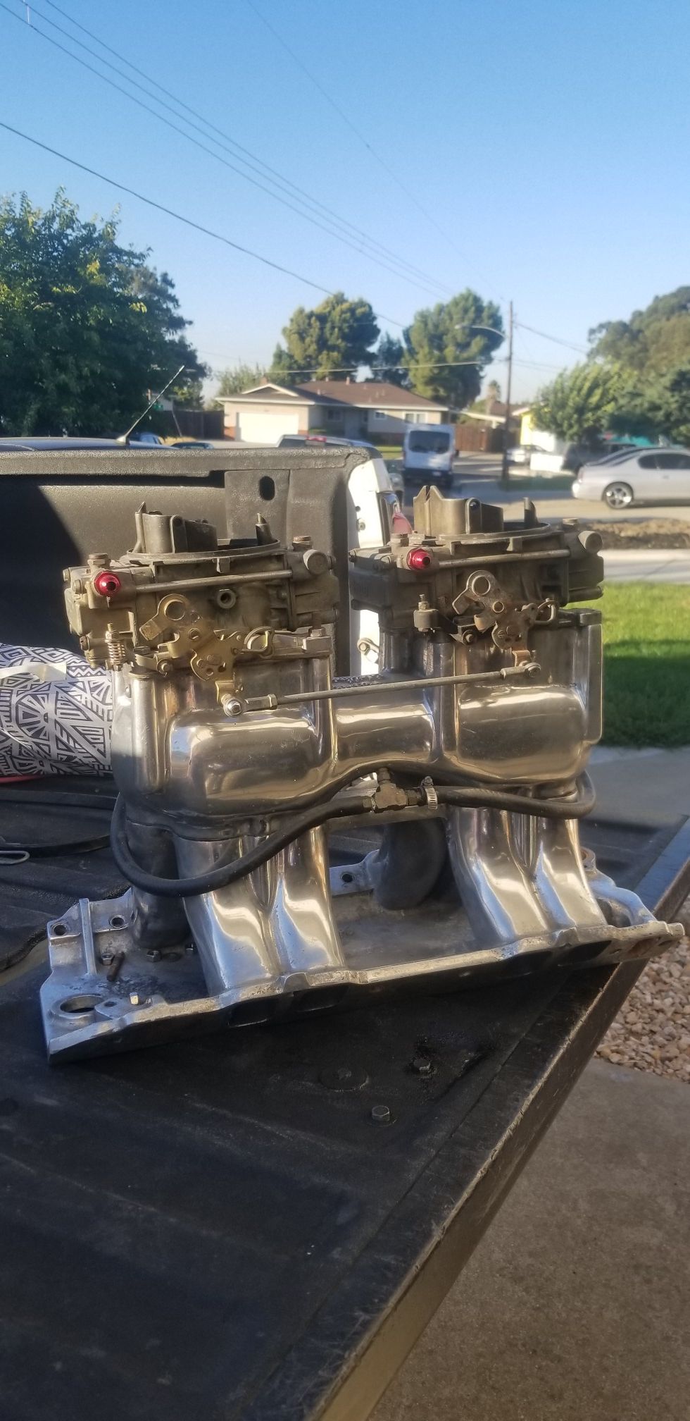 Chevy big block tunnel ram 396 427 454 with two 450 holly carbs