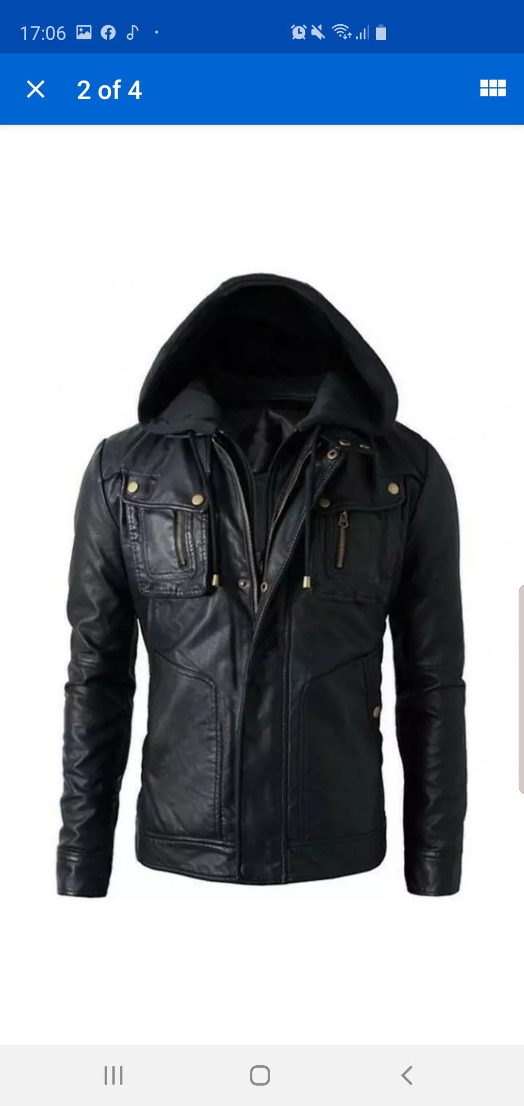 Genuine leather jacket with hoodie men. Medium