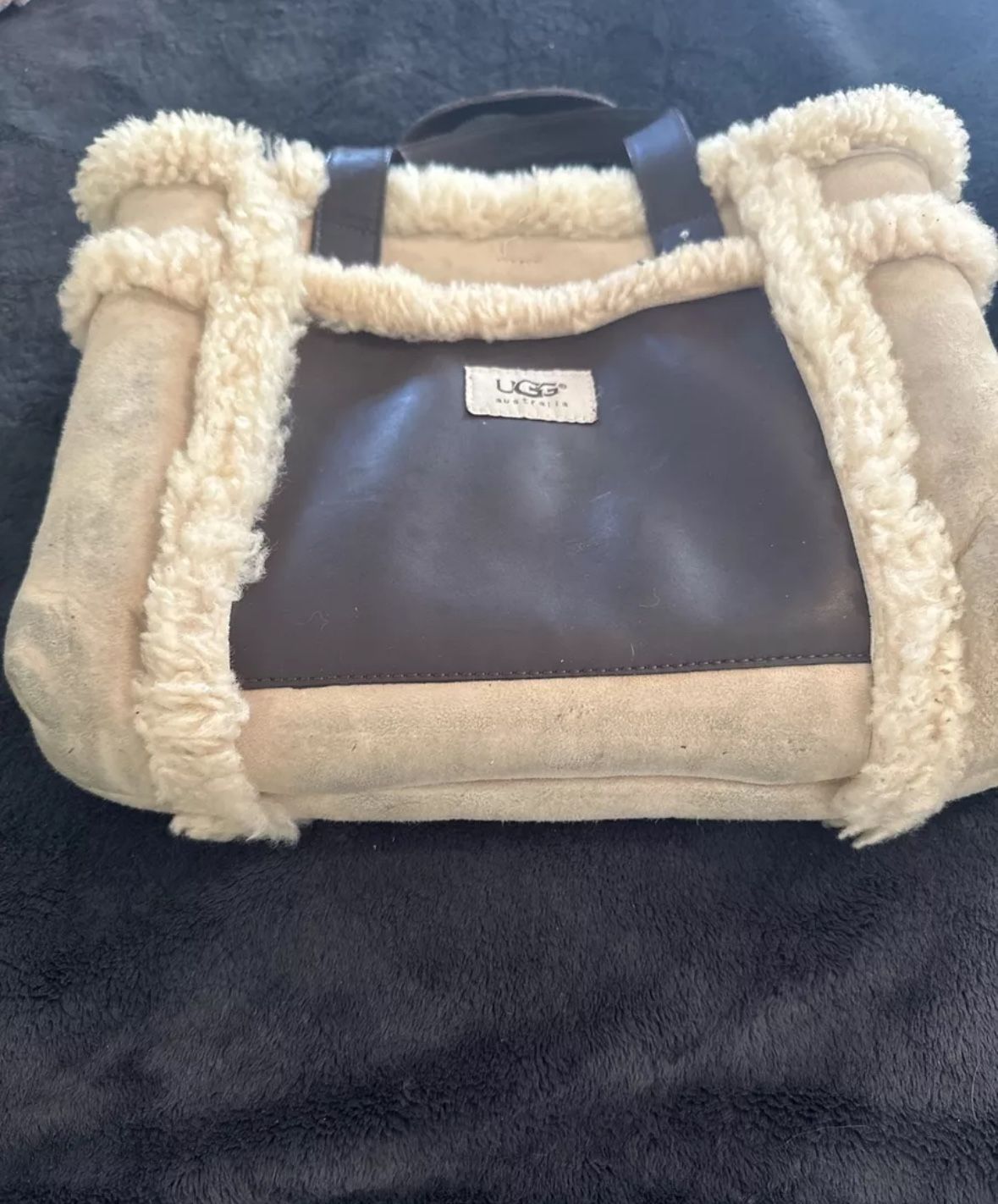 UGG Australia Light  Tan Leather Shearling Bag