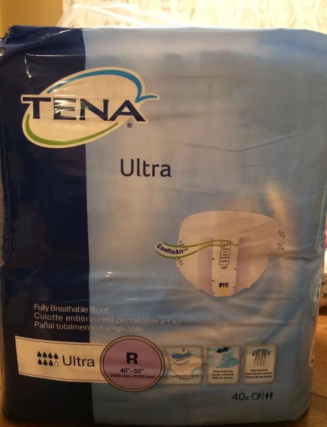 3 packs of jumbo 40 count tena adult diapers ultra