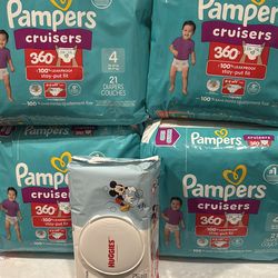 Pampers sz 4 1 bag wipes $30