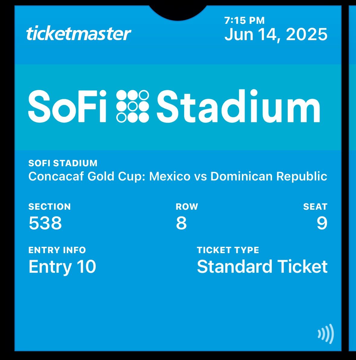 Gold cup tickets I have three tickets Seats 7-8-9