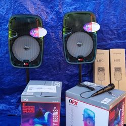 2 Bluetooth party speakers   bocinas.     RECHARGEABLES  DUAL PAIR
  8" SUBWOOFER               🚥           🎁  WAVESYNC 
 2 MICRÓFONOS 🎤 🎤
 2. STA