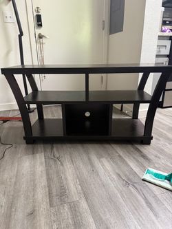 Black Wood TV Stand with Shelves