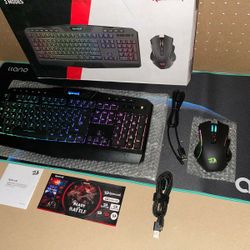 New Redragon S101M-KS Gaming Keyboard and Mouse Wireless W/ Tri-Mode, RGB Keyboard and 4800 DPI Gaming Mouse, 10 Independent Multimedia Keys for Wins,