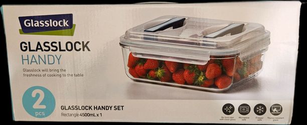 Glasslock handy 2 boxes of 2 piece (4500mL), 2 piece (3700mL), OBO