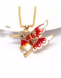 Crystal Red Hummingbird Necklace