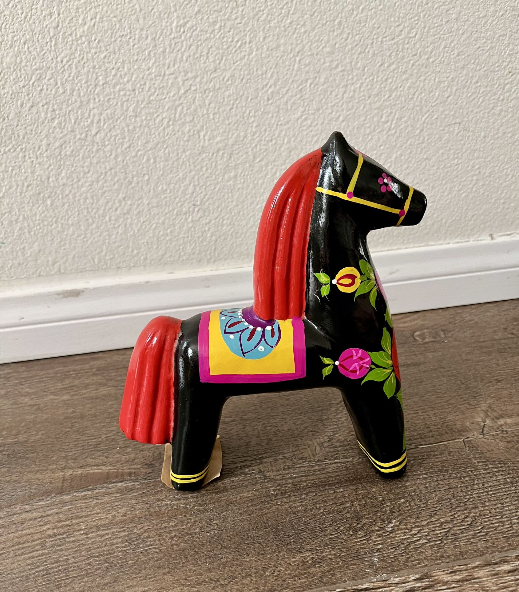 1980 Russian Khokhloma Wooden Folk Art Horse Toy Hand Painted Folk Art