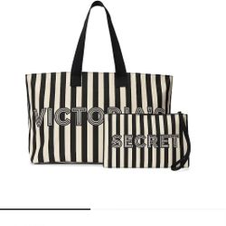 Victoria’s Secret Stripe Tote & Wristlet Set 