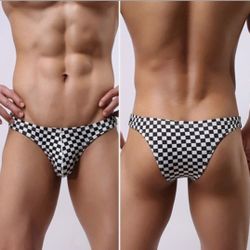 NWOT Black And White Checkered Bikini Brief Contoured Pouch Men's Underwear M 