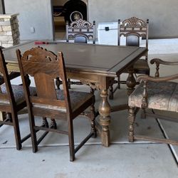 Antique Walnut Table And 6 Chairs