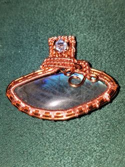 Handmade labradorite and sapphire pendant