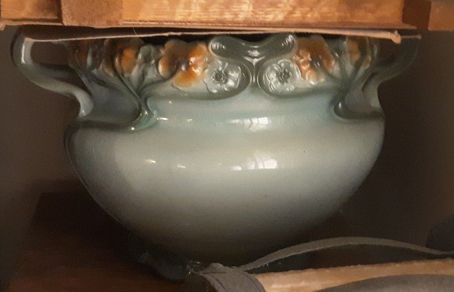Art Nouveau Amazing Majolica Glaze Jardiniere Planter Pot  14inch 