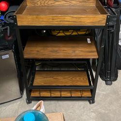 Wooden Beverage Bar Cart