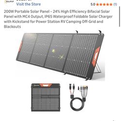 200W Portable Solar Panel – 24% High Efficiency Bifacial Solar Panel with MC4 Output, IP65 Waterproof Foldable Solar Charger with Kickstand for Power 