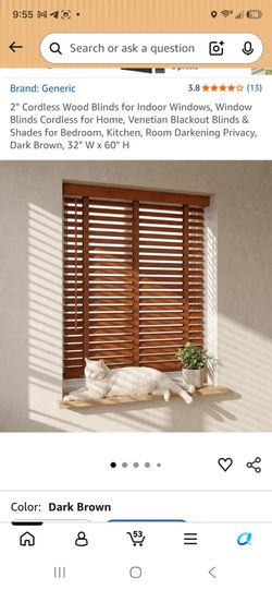 2" Cordless Wood Blinds for Indoor Windows, Window Blinds Cordless for Home, Venetian Blackout Blinds & Shades for Bedroom, Kitchen, Room Darkening Pr