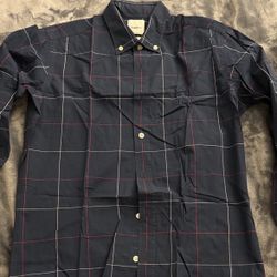 Scappino Navy and Red Plaid Button-Down Shirt