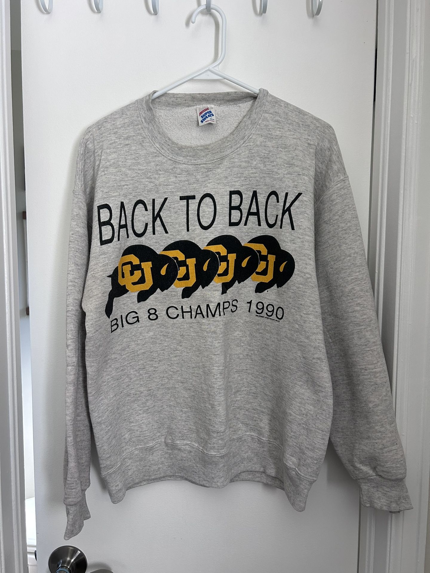 Vintage Jerzees Colorado Buffaloes Back To Back Big 8 Champs 1990 Crewneck USA L