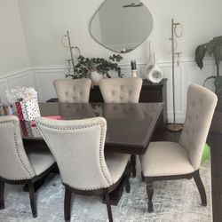Dinning Table Chairs And Side Stand With Automatic Fire Place On Sale 