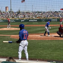 Chicago Cubs vs. Texas rangers Spring Training Sat. 2/21 6th Row behind Cubs on-deck circle