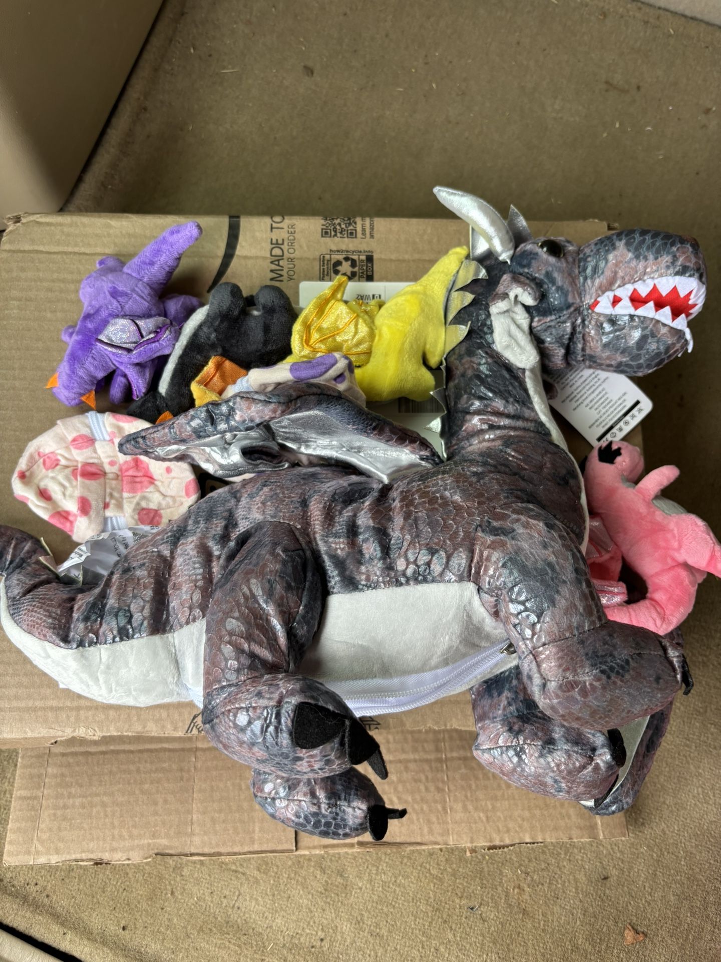 Stuffed Dragon Toy With Baby Dragons And Eggs