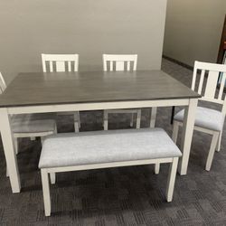 New White And Brown Kitchen Table 