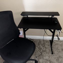 Computer table with swivel chair