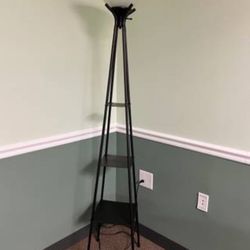 Tall Metal Floor Lamp With Glass Lamp Shade 