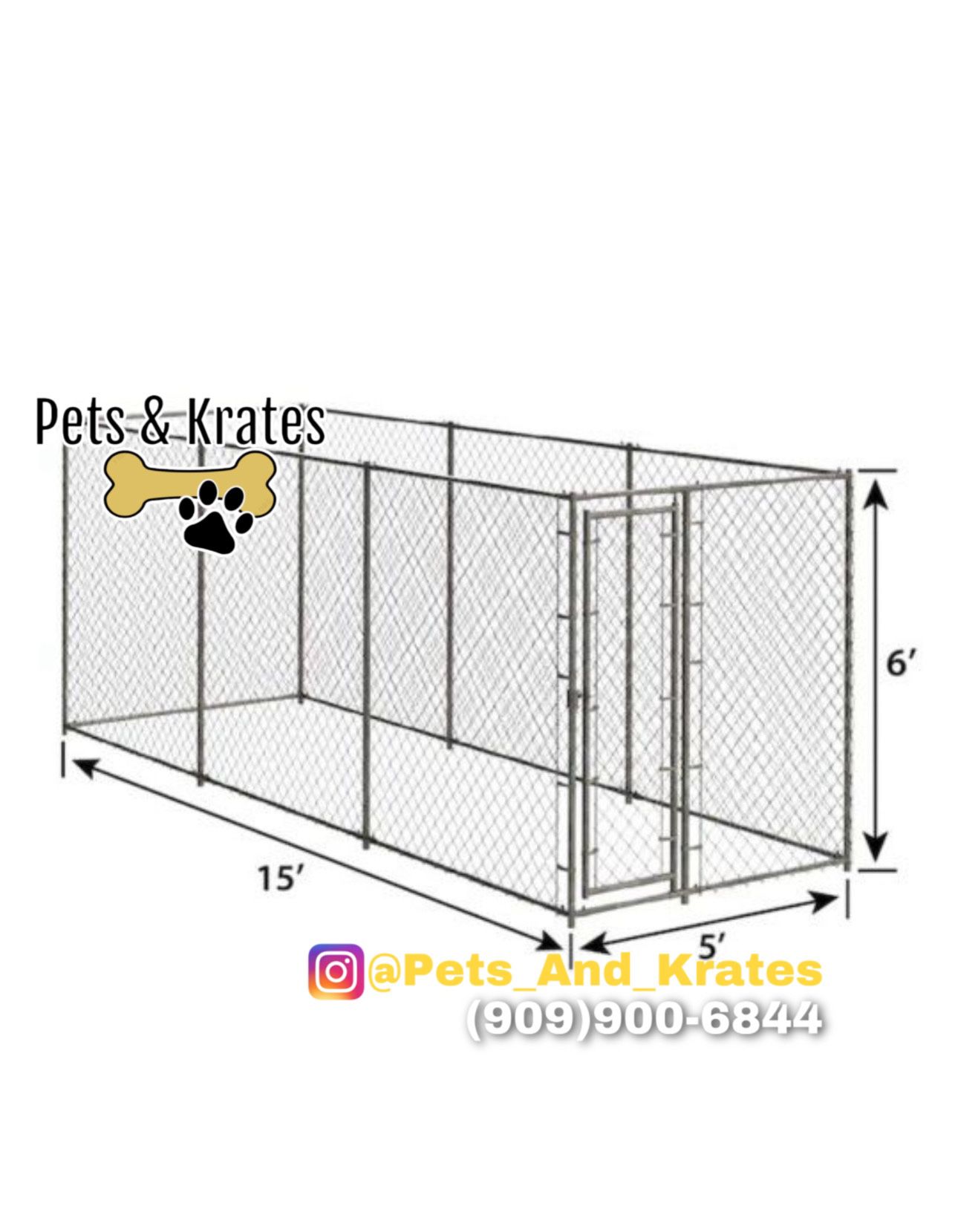 NEW! 15ft x 5ft x 6ft Chain Link Boxed Dog Kennel