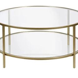 Glass Coffee Table With Brass