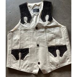 Vintage ORIGINALES Hnos Solorzano White Brown 100% Crocodile Leather Vest Sz S