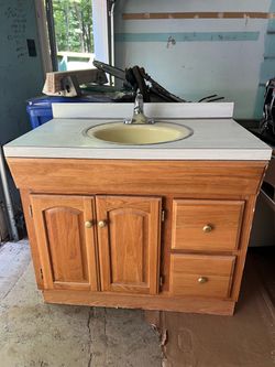 Oak Bathroom Vanity with Sink and Faucet