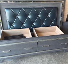 Full Bed Frame with Storage Drawers