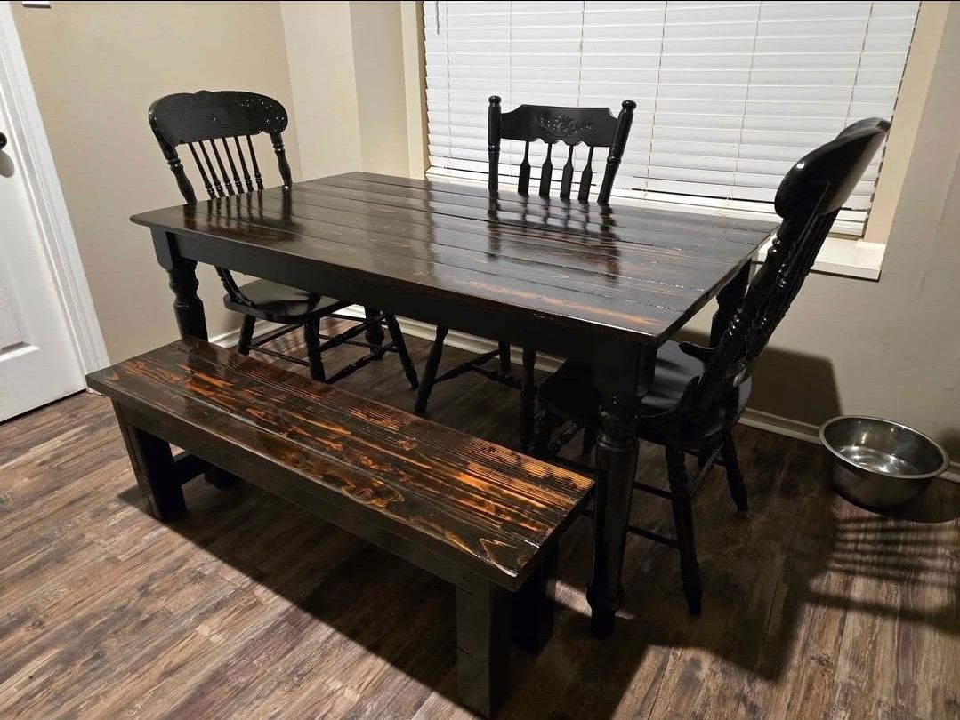 Beautiful 5 F5 Kitchen Table Chairs And Bench