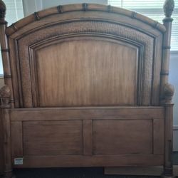 🌴 Stunning Complete Matching Tropical Bamboo-Style Bedroom Set – Cindy Crawford Home “Key West” Collection (Tobacco/Dark Wood Finish) 🌴