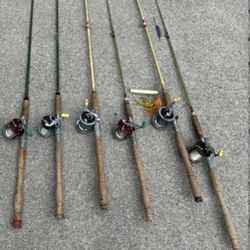 Vintage Salmon and Halibut Fishing Poles And reels