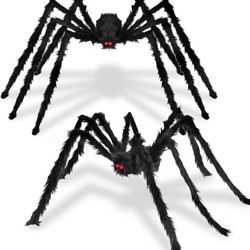 2 Pack 5 Ft. Halloween Outdoor Decorations Black Scary Giant Fake Hairy Spider Props for Yard Party Decor