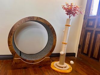 Cat Running Wheel & Scratching Post