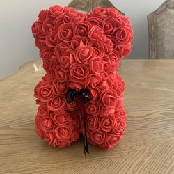 Red Rose Flower Bear
