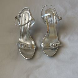 Silver Strappy Heels