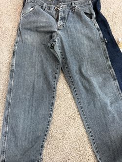 Wrangler Carpenter Jeans Men’s 32x30 Gray Workwear Utility Relaxed Fit Denim