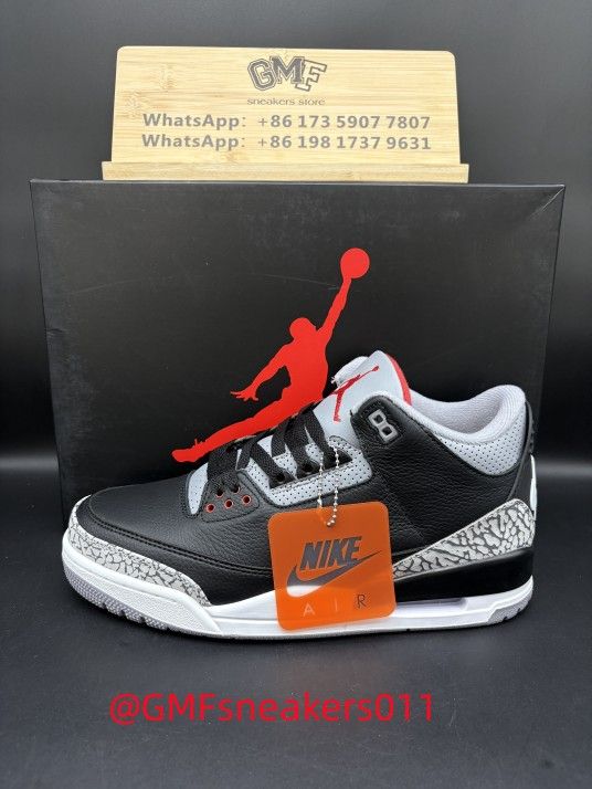 AIR JORDAN 3 RETRO ''FIRE RED-CEMENT GREY ''