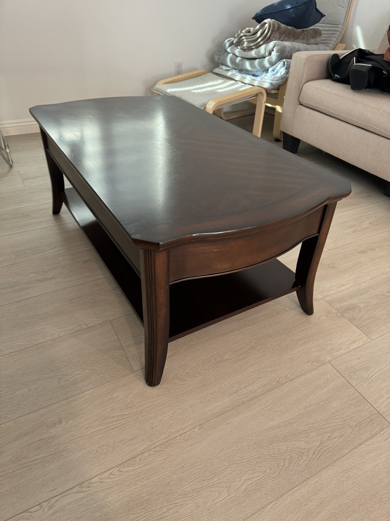 Wood Coffee Table Lift Top Adjustable 