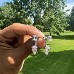 Diamond Earrings Emerald And Pear Shape Cut 