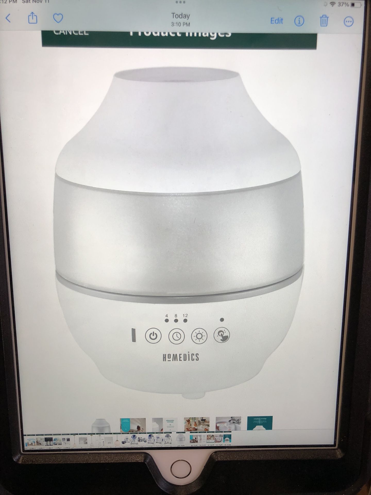 Homedics TotalComfort Humidifier – Large Air Humidifiers for Bedroom, Plants, Office – Cool Mist, Essential Oil Pads and Built-In Timer, 7-Color N@B12