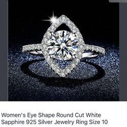 White sapphire Sterling Silver-10