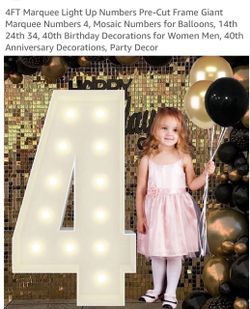 4FT Marquee Light Up Number 4 Frame
