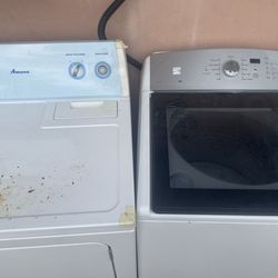 Amana dryer machine and kenmore washing machine.